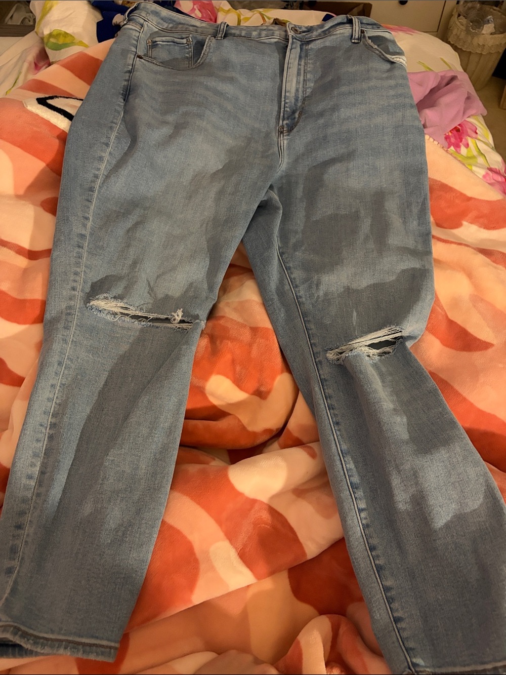 Abercrombie & Fitch Curve Love Light Blue Distressed Women's Jeans 34/18